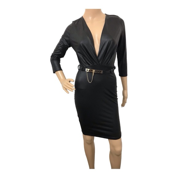 💥codigo Women's Black Stretching Bodycone Belted Dress, Medium💥 - Picture 1 of 6